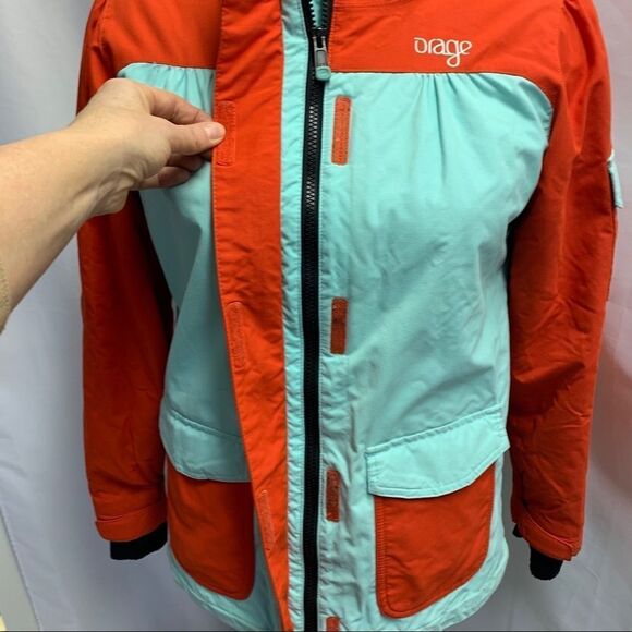 ORAGE youth unisex winter ski jacket hooded 14 XL orange light blue - Picture 9 of 15